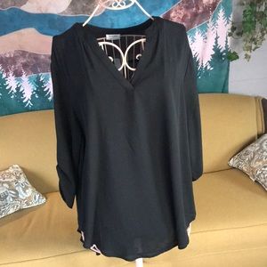 LoAnna Black 100% polyester Blouse
